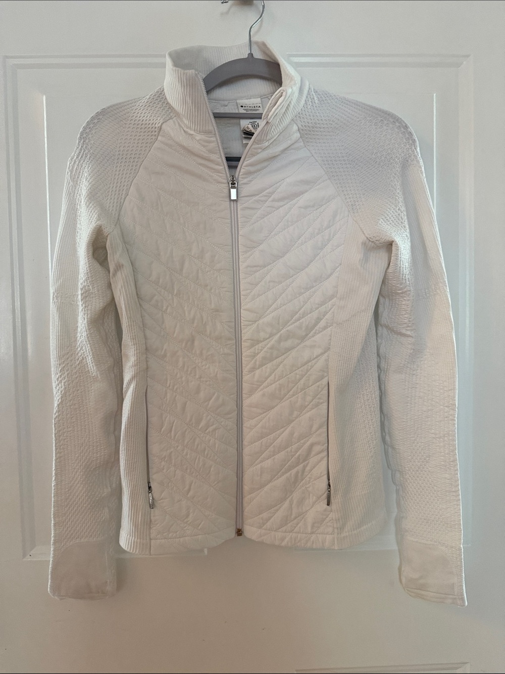 Athleta white Quilted Lightweight Zip Jacket
